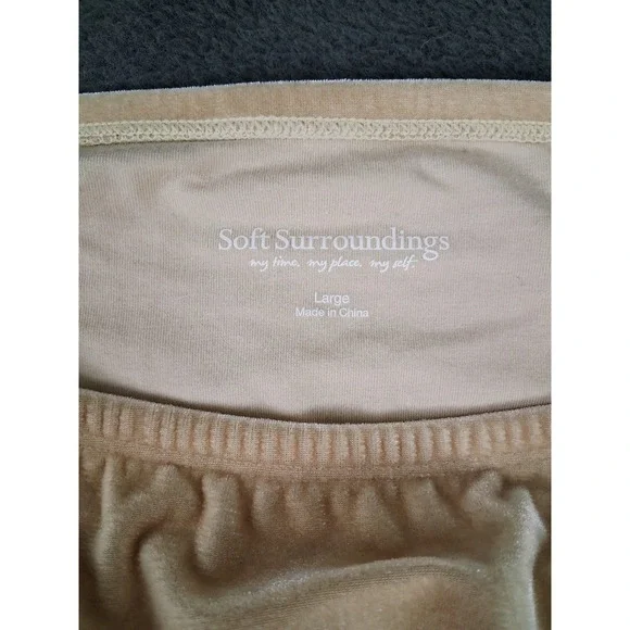 Soft Surroundings Sweater Womens Large Beige Velvet Off Shoulder Long Sleeve Top - Picture 5 of 9